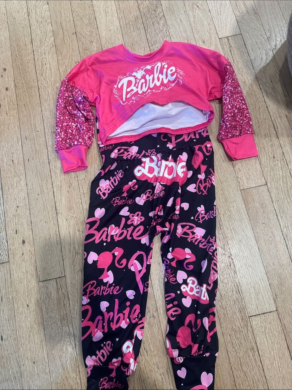 Barbie Hot Pink and Black Sequin Sleeve Set